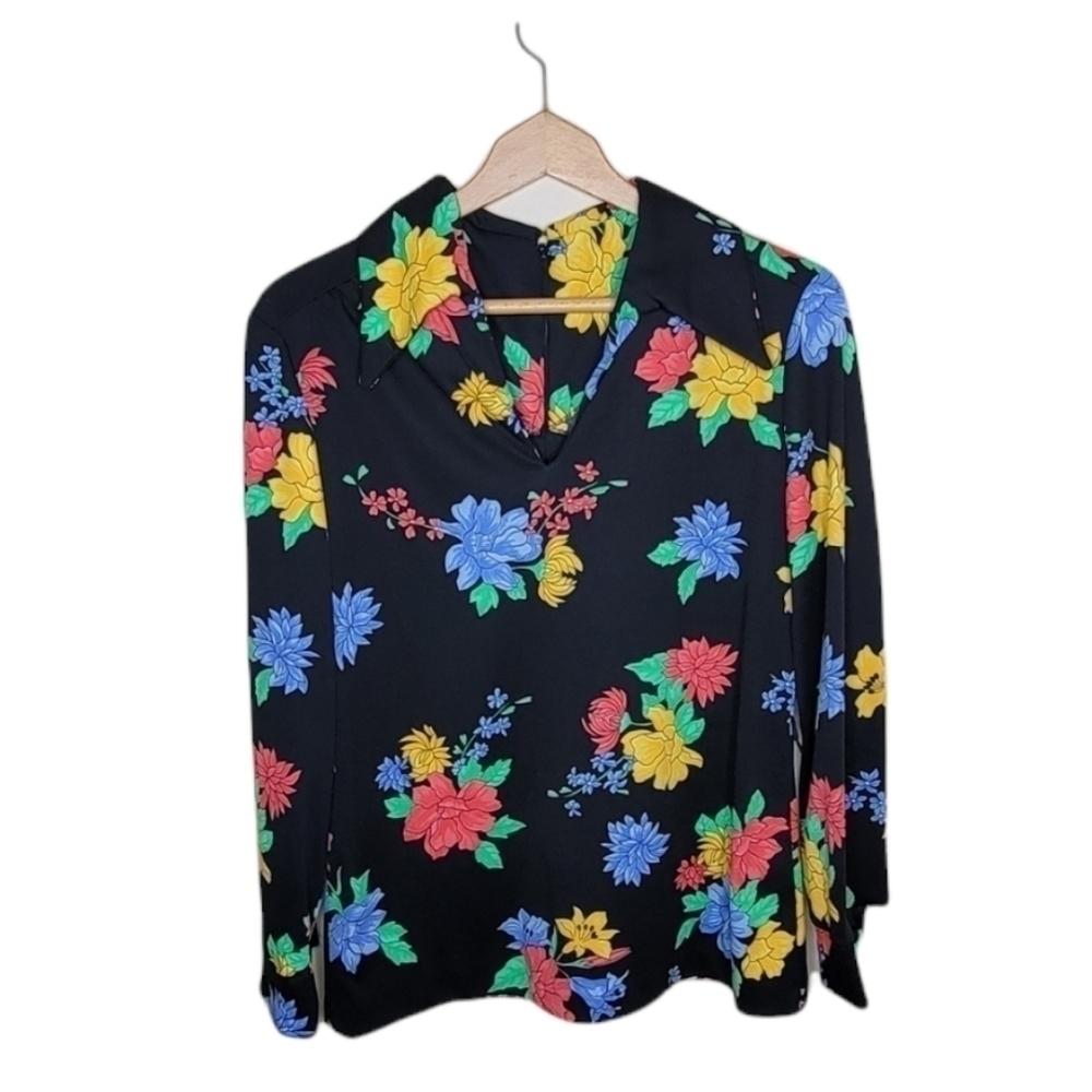 Vintage Sears | Colorful Floral Zipper Back Top